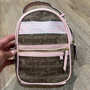 Juicy Couture Pink and Brown Logo Mini Backpack Y2K